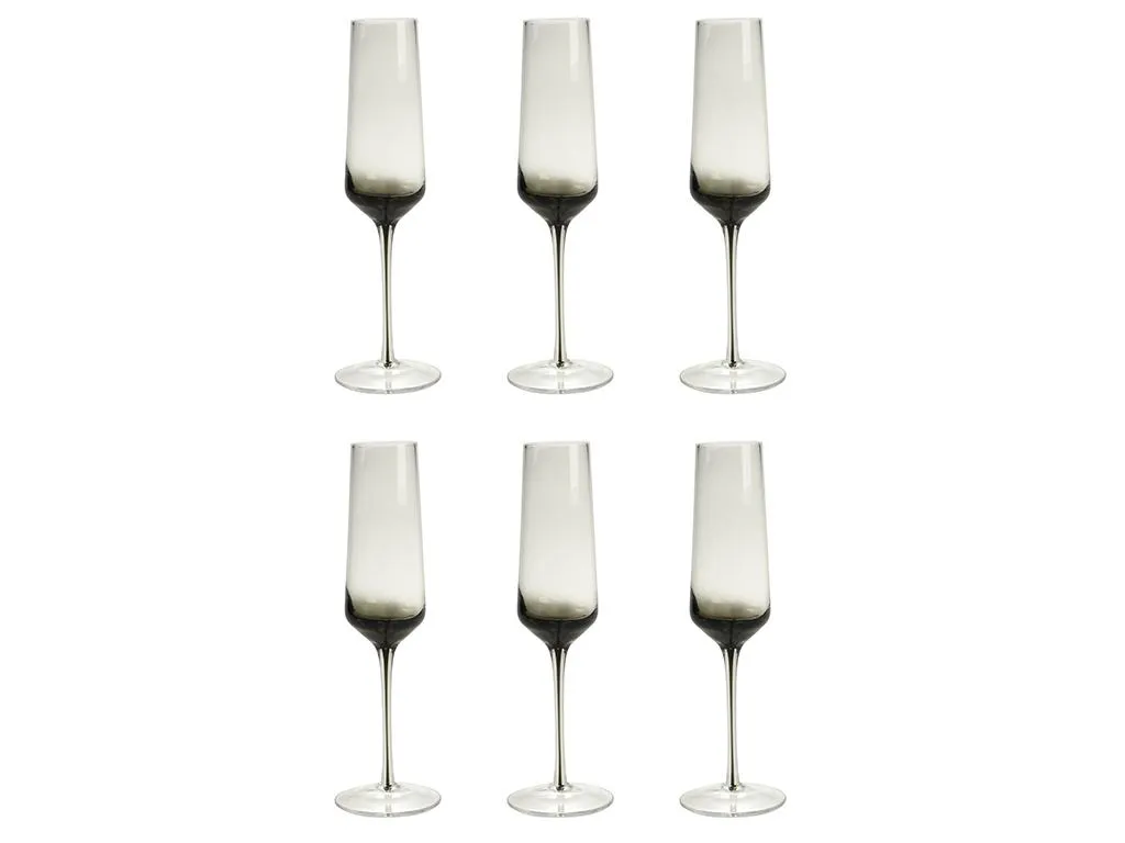 Sektglas 6er-Set - Grau Transparent - H. 23 Cm - 22 Cl - NURIA – Bild 2