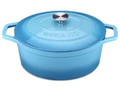 Vancasso Gusseisen Topf, Bräter Mit Deckel, Bratpfanne 6L Ø 30cm Emaillie Schmortopf, 13cm Niedrige Höhe Kasserolle Für Alle Herdarten Und Induktion