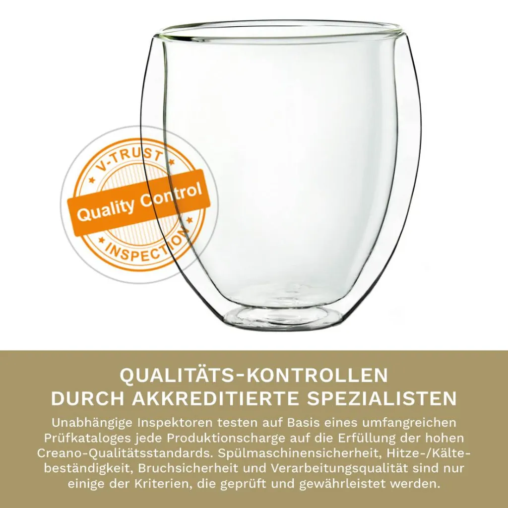 Creano Doppelwandige Gläser 400ml „DG-Bauchig“, 4er Set, Großes Thermoglas Doppelwandig Aus Borosilikatglas, Kaffeegläser, Teegläser, Latte Gläser, Doppelwandgläser – Bild 4
