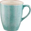 Bonna Premium Porcelain AAQMUG03KKN Aura Aqua Bockbecher, Kaffeebecher, Kaffeetasse, 8.2x11.4cm, 330ml, Porzellan, Türkis, 1 Stück