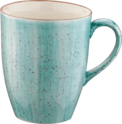 Bonna Premium Porcelain AAQMUG03KKN Aura Aqua Bockbecher, Kaffeebecher, Kaffeetasse, 8.2x11.4cm, 330ml, Porzellan, Türkis, 1 Stück