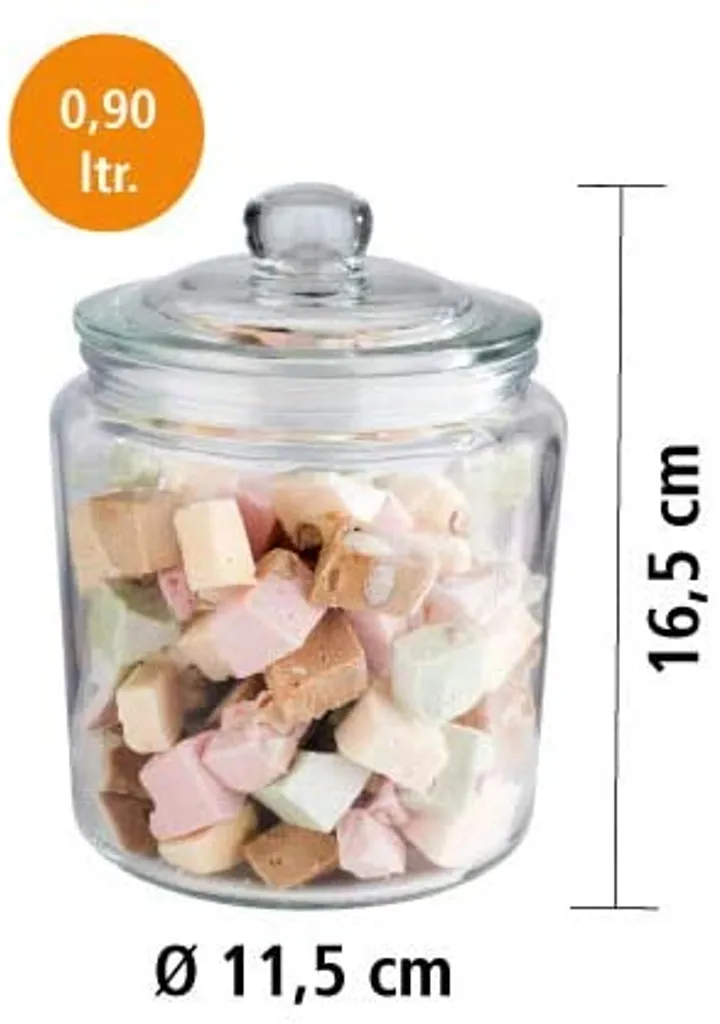 APS Vorratsglas -CLASSIC- /// Ø 11,5 Cm, H: 16 Cm, Volumen: 0,9 Liter /// Glas Polyethylen /// 82250 – Bild 3