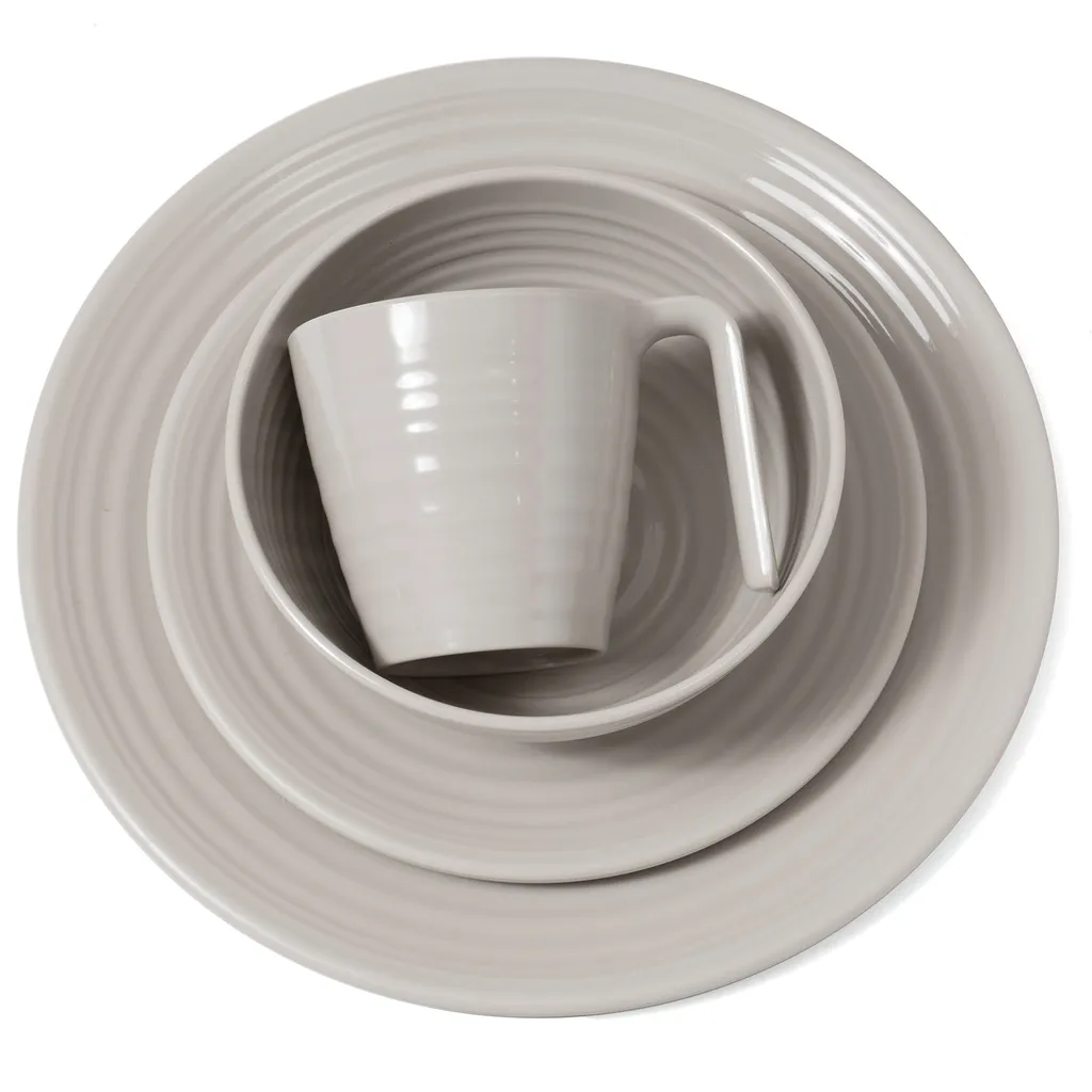 Melamin Camping Geschirr Set 4 Personen Coffee Design 16 Teilig Tafelgeschirr Picknick BBQ Kochgeschirr – Bild 8