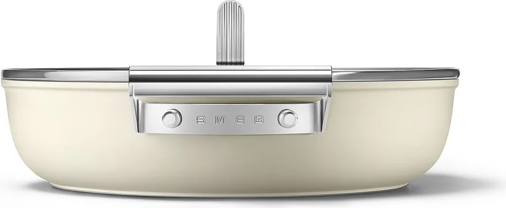 SMEG Servierpfanne Mit Deckel Matt Creme - Ø 28 Cm / 3,7 Liter – Bild 6