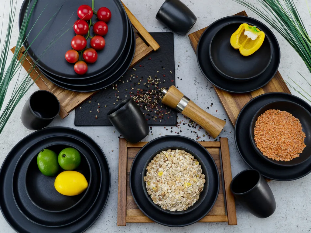 CreaTable 22978 Kombiservice Uno BLACK Für 4 Personen, Steinzeug, Schwarz (1 Set, 16-teilig) – Bild 8