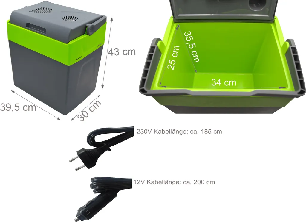 Steinborg Kühlbox 30 Liter | Warmhaltebox | Praktischer Tragegriff | Eco-Modus | 12 V/ 230 V Stromversorgung – Bild 3
