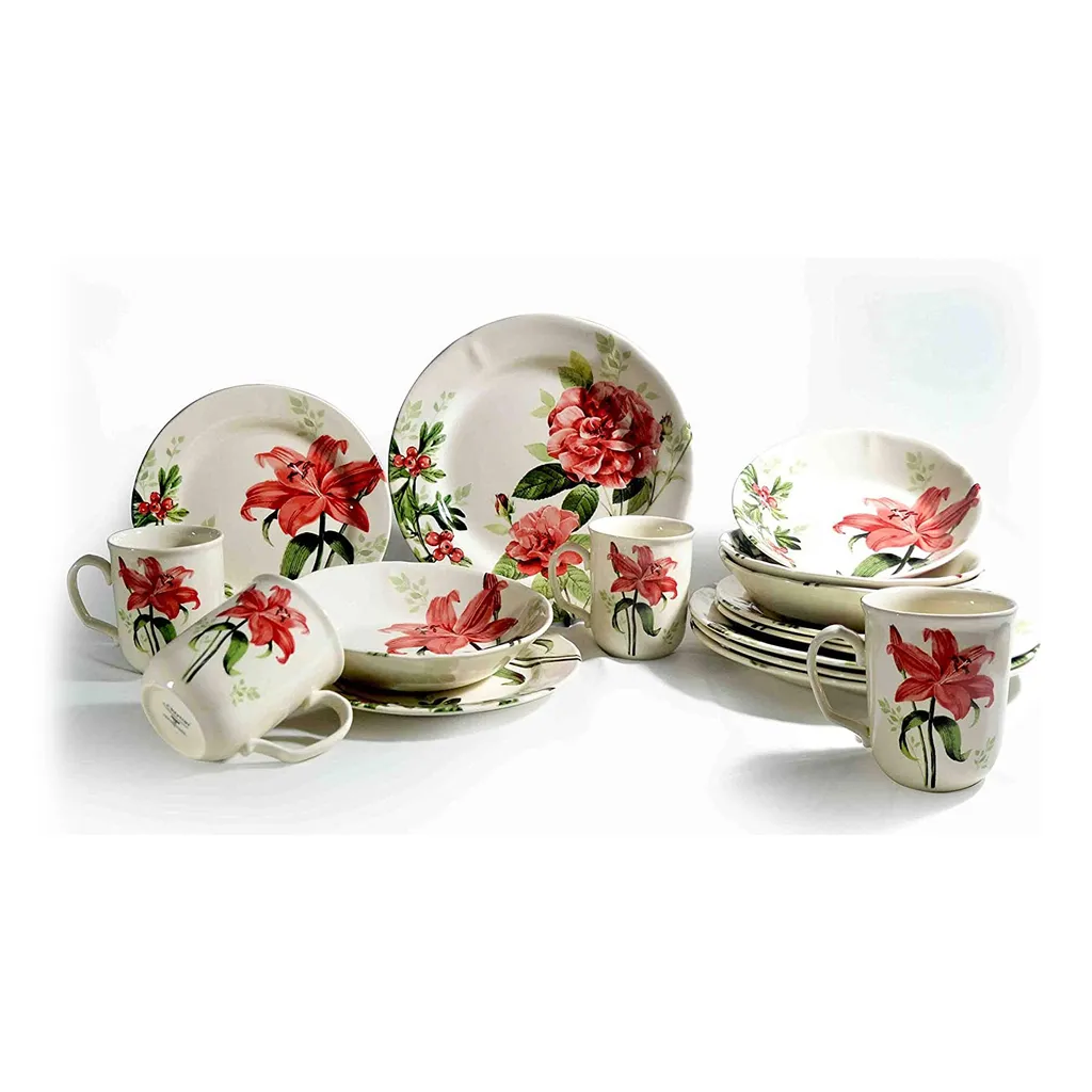 CreaTable 22445 Kombiservice Rosemary Für 4 Personen, Steingut, Mehrfarbig (1 Set, 16-teilig) – Bild 2