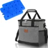 Lospitch 25L Kühltasche Faltbar Kühlkorb Kühlbox Isoliertasche Thermotasche Picknicktasche Für Lebensmitteltransport, Grau