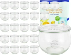 24er Set Weck Gläser 580ml Tulpengläser 1/2L Mit 24 Glasdeckeln Inkl. Gelierzauber Rezeptheft