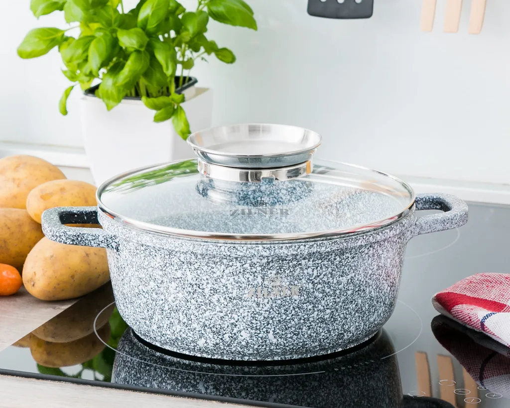 Graue Töpfe Und Kasserolle Mit Marmorbeschichtung – Bild 18