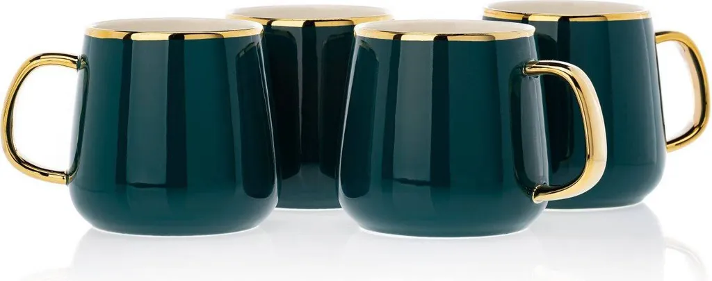 HowHomely Kaffeeservice Keramik 4 Personen - Teeservice 10-tlg. - Grün-Gold – Bild 7