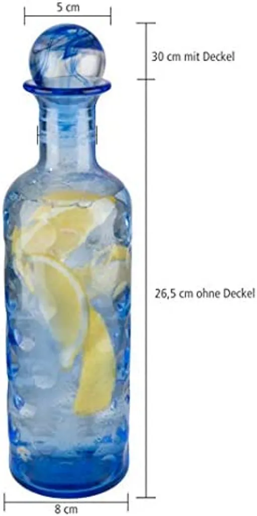 APS Glaskaraffe -ICEBLUE- /// Ø 8 Cm, H: 30 Cm, 0,8 Liter /// Glas, Blau, Silikon /// 10723 – Bild 4