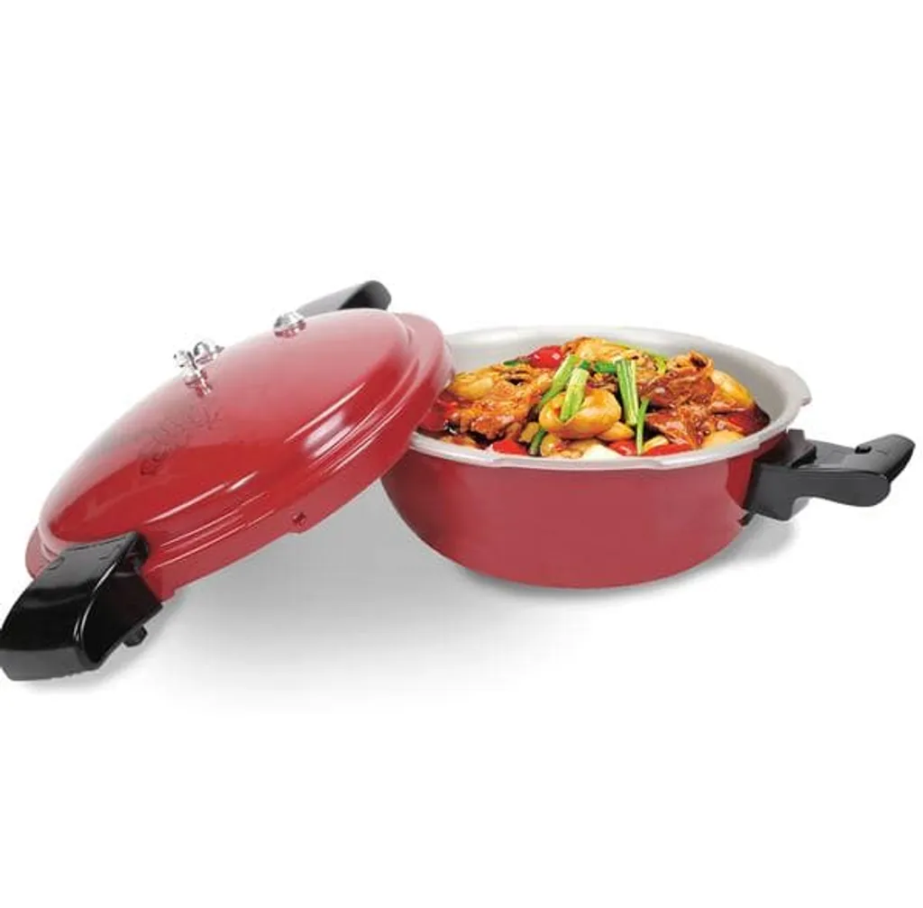 Express-Dampfkochtopf - Schonendes Und Schnelles Kochen - Schnellkochtopf Mit 2.2 Liter Fassungsvermögen - Alle Herdarten - Dampfkochtopf - Spülmaschinenfest - Farbe Rot – Bild 3