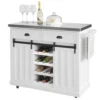 SoBuy FKW94-W Design Küchenwagen Mit Flaschenablage Küchenschrank Mit 2 Schiebetüren Und 2 Schubladen Servierwagen Mit Edelstahlplatte Sideboard Weiß