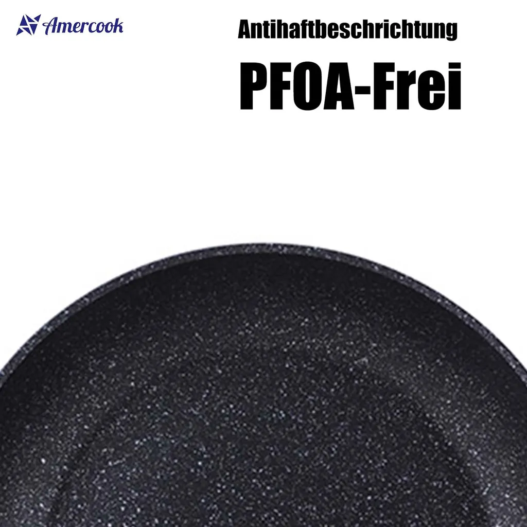 AMERCOOK Brittany 26 Cm Kochtopf Mit Deckel - Kasserolle Mit Deckel Für Alle Herdarten Topf Induktionsgeeignet Antihaft - Steinoptik Induktionstopf Antihaft- & Silikonbeschichtet Milchtopf – Bild 4