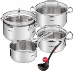 Tefal G719S734 DUETTO 8-tlg.Set 3x Kochtopf/Glasdeckel + Stieltopf + Suppenkelle