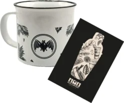 Bacardi Tasse Becher Glas Weiß Mit Griff Und Schwarzem Druck