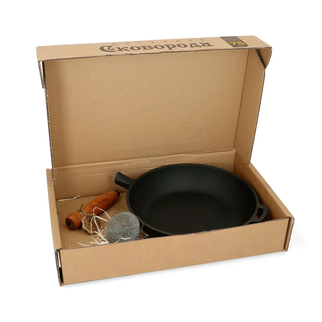 Gusseisenpfanne - Bratpfanne - Tiefe Pfanne Mit Holzgriff - Maysternya - 28 Cm – Bild 4