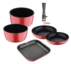 Bergner Induktion Grill Bratpfanne Kasselrolle Topf Kochtopfset Click & Cook Set, Ausführung:Topf Ø 16cm