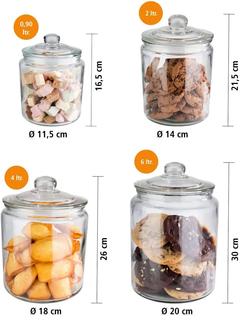 APS Vorratsglas -CLASSIC- /// Ø 11,5 Cm, H: 16 Cm, Volumen: 0,9 Liter /// Glas Polyethylen /// 82250 – Bild 4