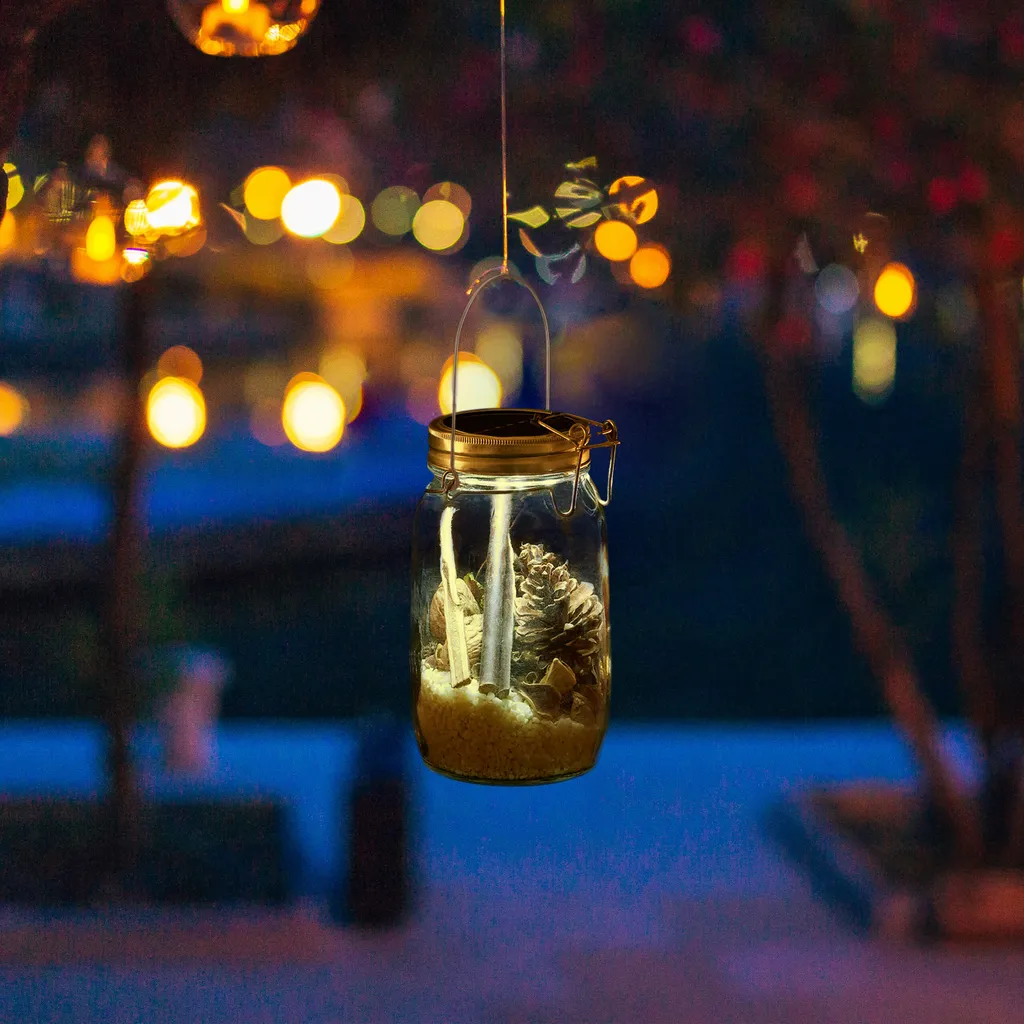 Relaxdays 4 X Solarleuchte Im Einmachglas Weiß – Bild 3