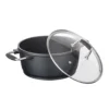 Bratoni Aluguss Kochtopf 24cm 4,5L | Glasdeckel | Antihaft | Kraztfest | Schwarz