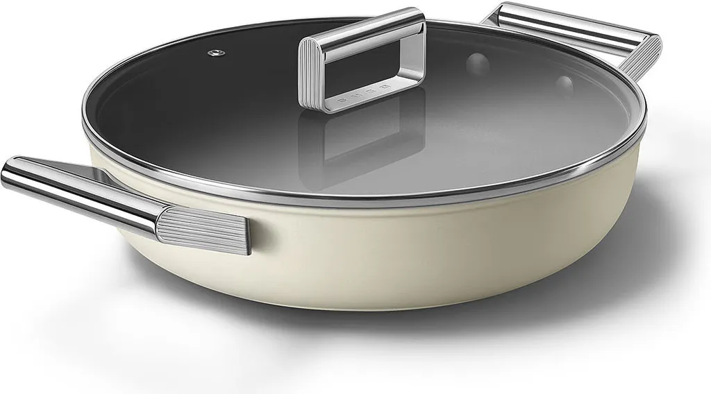 SMEG Servierpfanne Mit Deckel Matt Creme - Ø 28 Cm / 3,7 Liter