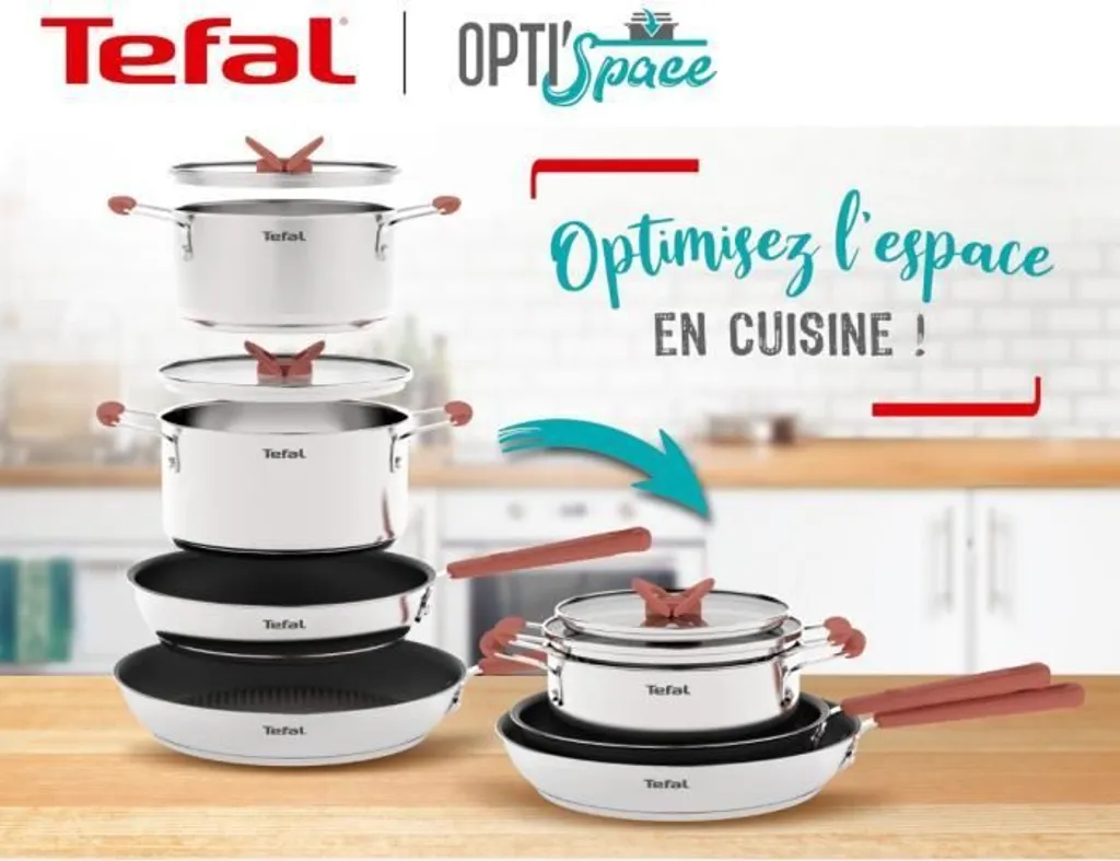 TEFAL G720S604 6-teiliges Stapelbares Kochgeschirrset OPTI'SPACE - Edelstahl - Alle Kochfelder Inklusive Induktion – Bild 5
