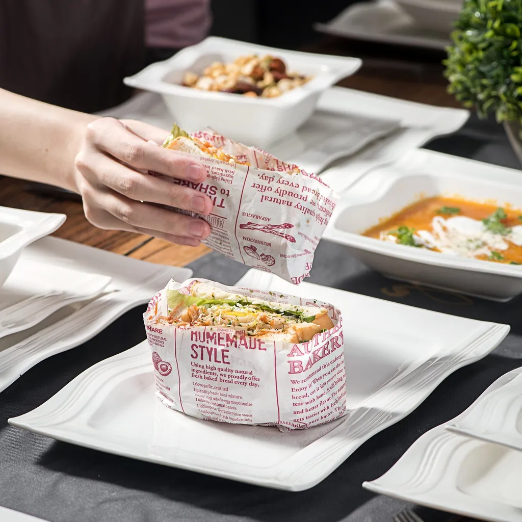 MALACASA, Serie Mario, 28-teilig Kombiservice Aus Porzellan Geschirrset Mit Je 6 Schalen, 6 Dessertteller, 6 Suppenteller, 6 Speiseteller, 2 Rechteckige Platten Und 2 Salz- Und Pfefferdosen – Bild 5