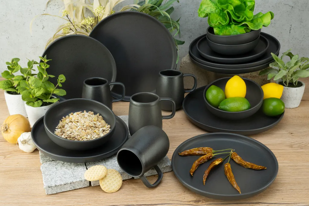 CreaTable 22978 Kombiservice Uno BLACK Für 4 Personen, Steinzeug, Schwarz (1 Set, 16-teilig) – Bild 6