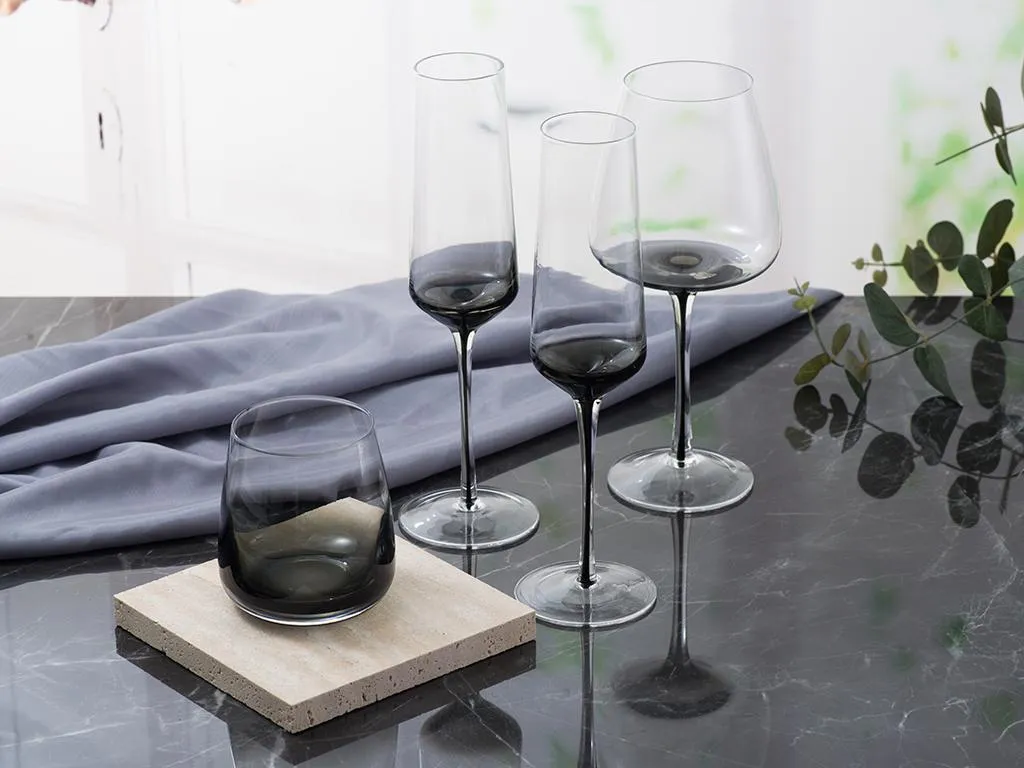 Sektglas 6er-Set - Grau Transparent - H. 23 Cm - 22 Cl - NURIA