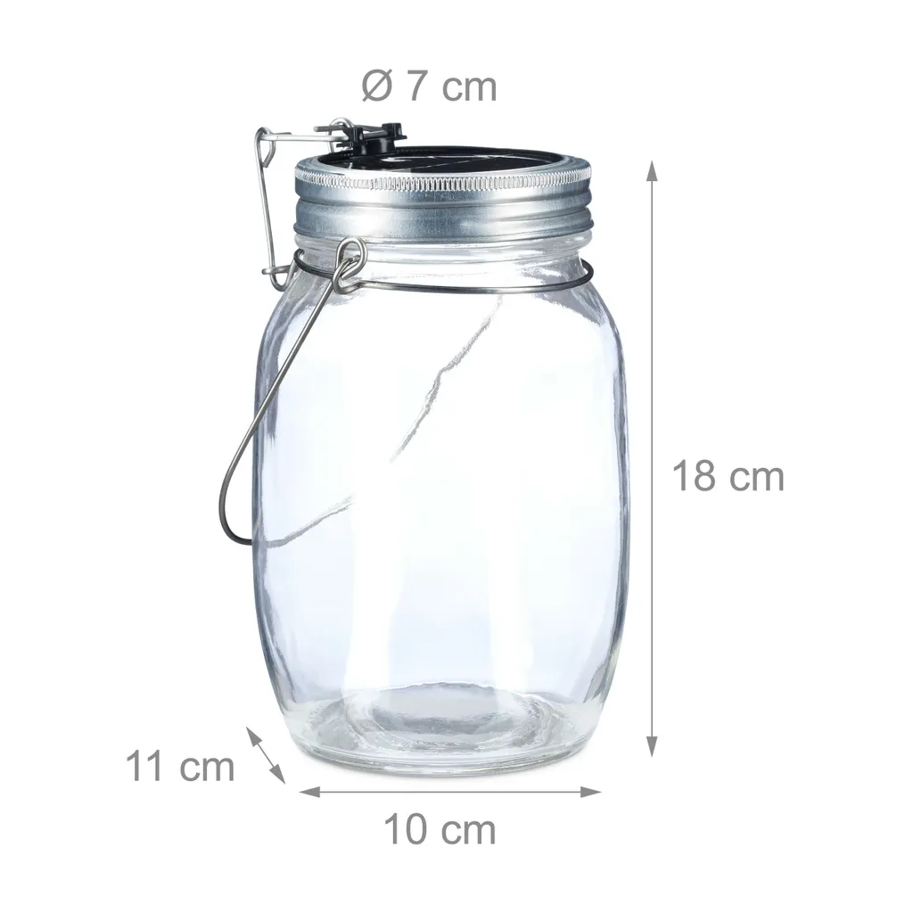 Relaxdays 4 X Solarleuchte Im Einmachglas Weiß – Bild 4