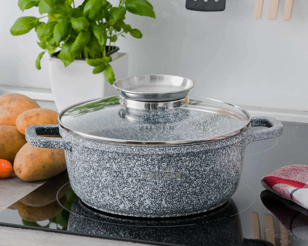 Graue Töpfe Und Kasserolle Mit Marmorbeschichtung – Bild 10