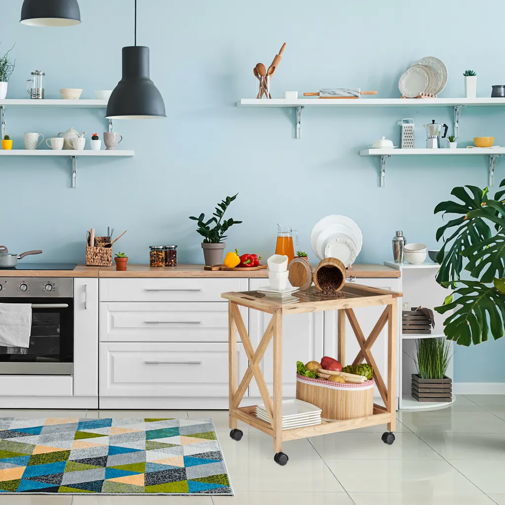 Relaxdays Küchenwagen Aus Walnussholz – Bild 5