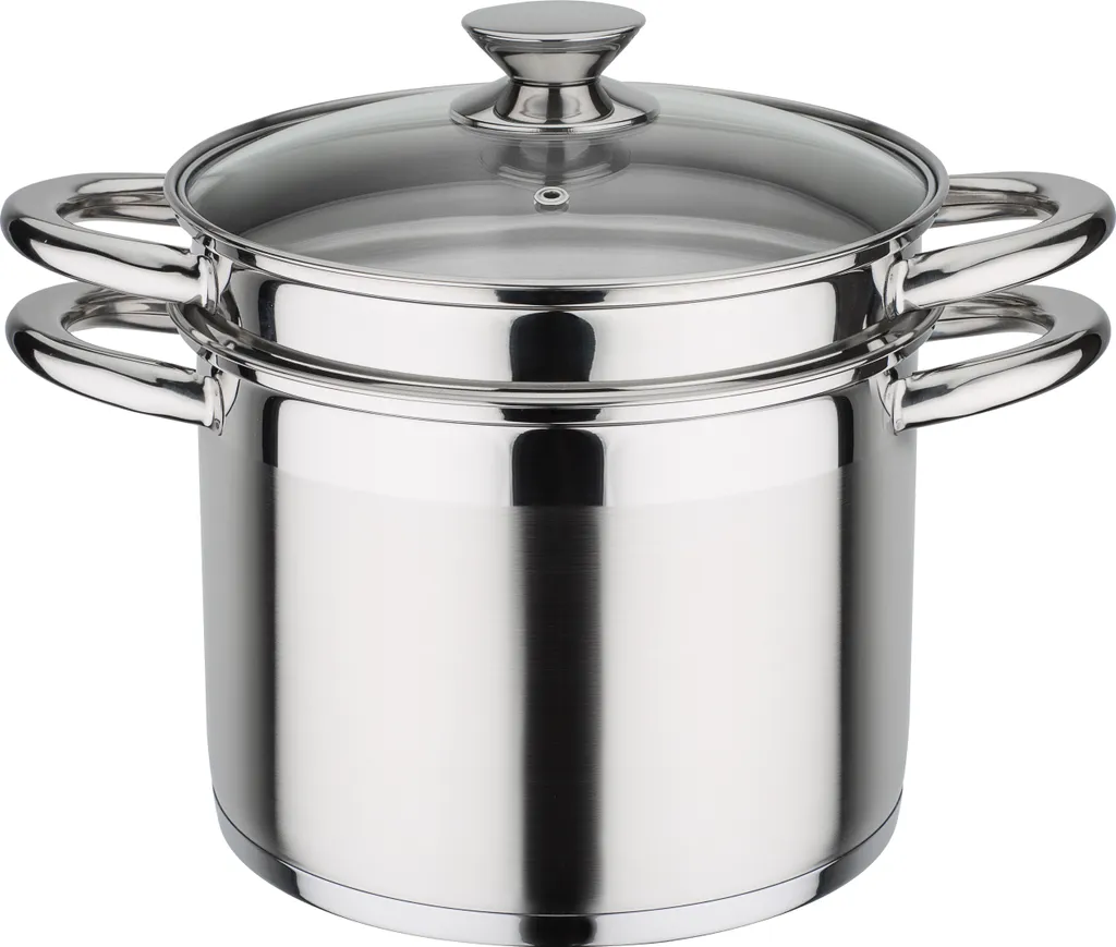 GSW Pasta-Topf Treviso 22 Cm Mit Glasdeckel, 975360, Edelstahl Rostfrei 18/8, Ca. 6,5 L