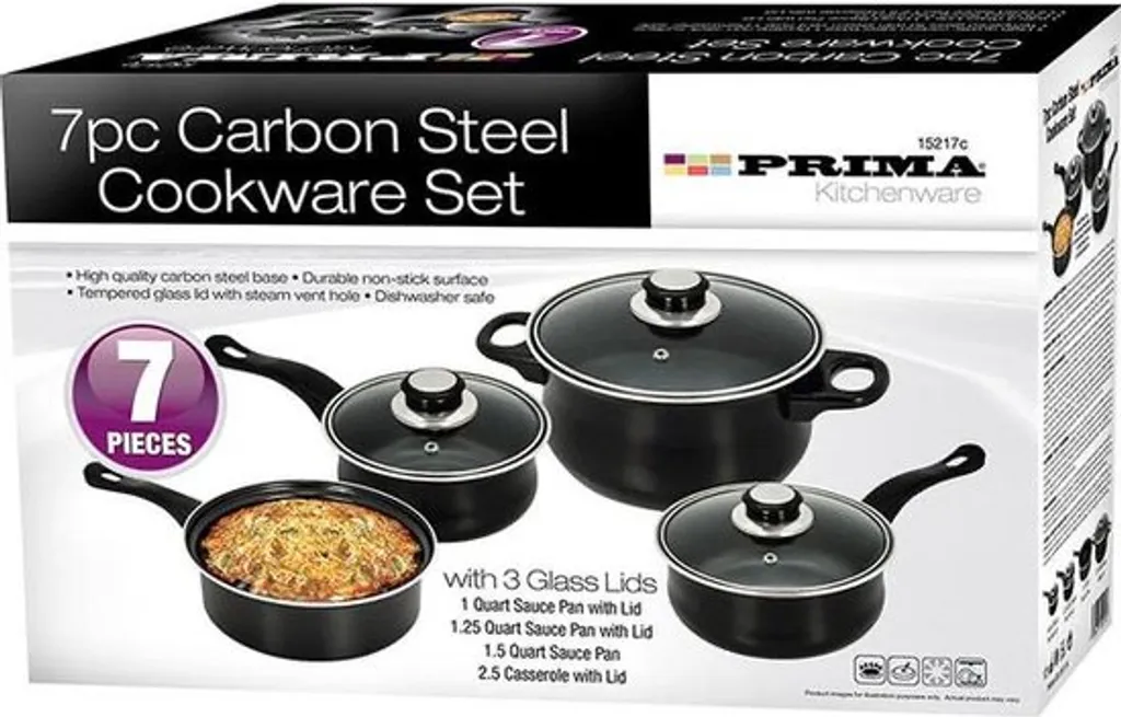 Prima Pfannenset 7-teilig – Kleine Pfannen – Schwarz – Antihaftbeschichtung – Kochset – Mit Deckel – Kochtöpfe – Soßenpfanne – Geschenk Für Mann Und Frau – Bild 3