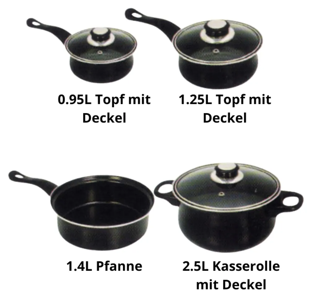 Prima Pfannenset 7-teilig – Kleine Pfannen – Schwarz – Antihaftbeschichtung – Kochset – Mit Deckel – Kochtöpfe – Soßenpfanne – Geschenk Für Mann Und Frau – Bild 4