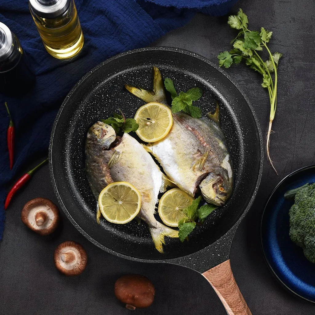 Daynee Antihaft Bratpfanne 28cm Bratpfanne Induktion Mit Echten Steinpartikeln Pfanne Mit Deckel Bratpfanne Geeignet Für Induktion, Gasherde, Elektro – Bild 3