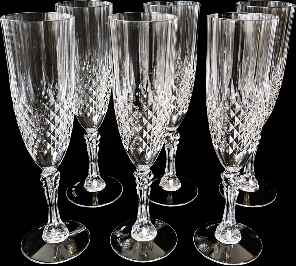 6er Set Kunststoff Champagner-Gläser Kristalleffekt 200ml / Ø6x22,5cm – Bild 2