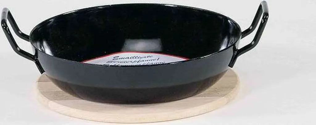 Krüger Schlemmerpfanne Mit Holzteller Aus Stahl Beschichtet 20cm – Bild 3