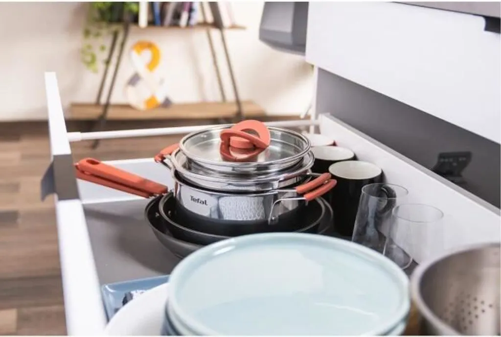 TEFAL G720S604 6-teiliges Stapelbares Kochgeschirrset OPTI'SPACE - Edelstahl - Alle Kochfelder Inklusive Induktion – Bild 4