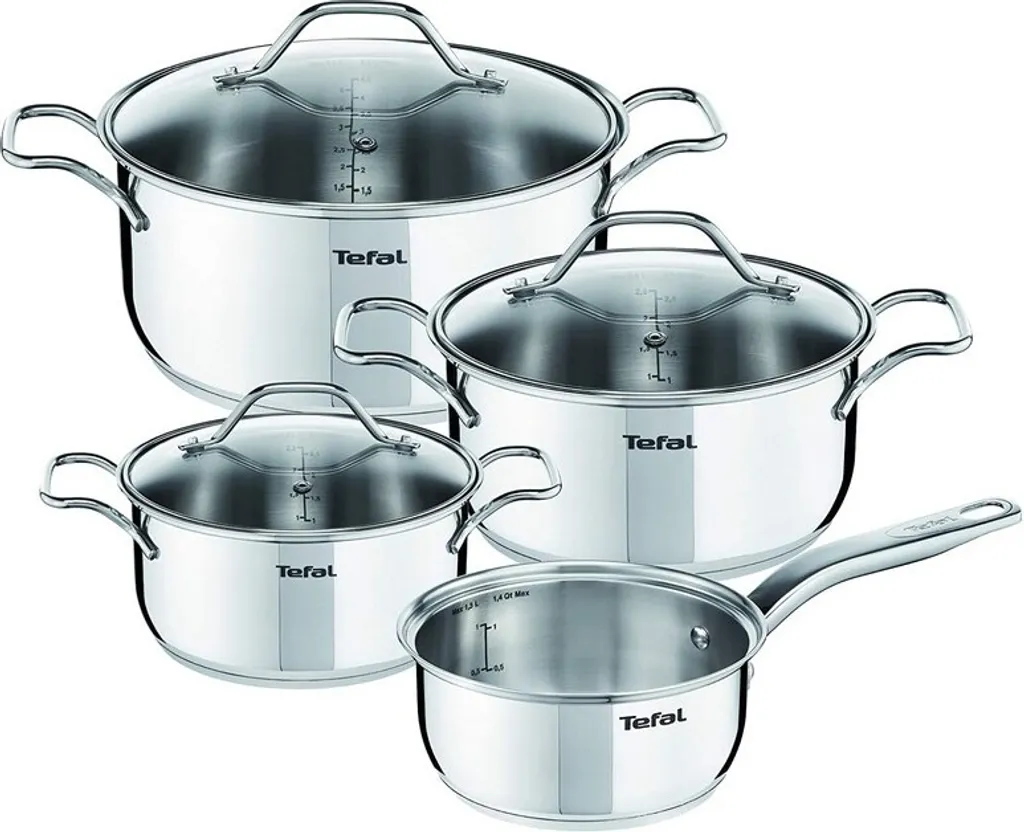 Tefal Intuition Topfset 7-teilig - Kochtöpfe 16 (1,3 L) + 20 (2,9 L) + 24 (4,9 L) Cm Mit Glasdecke, A702A8 – Bild 2