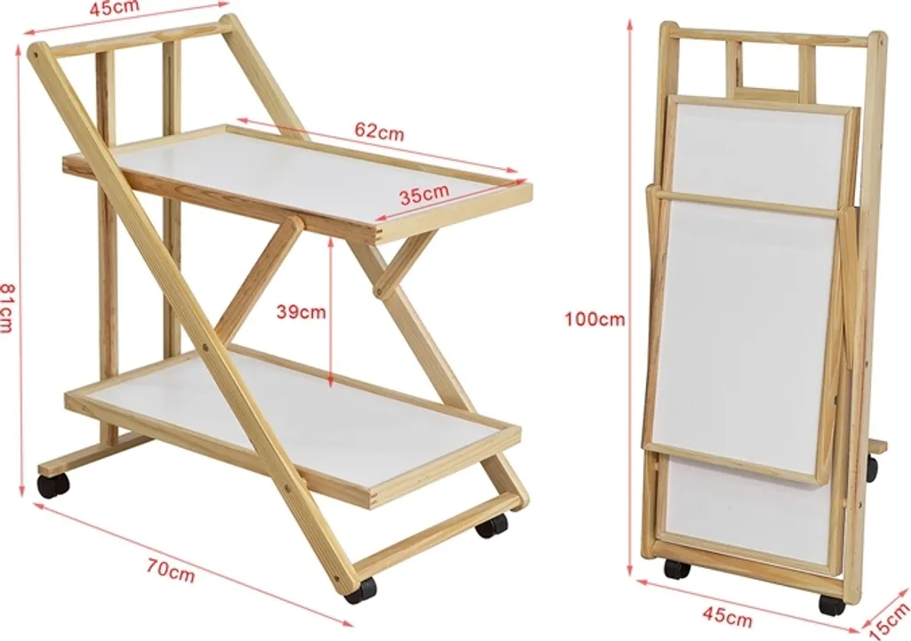 SoBuy® Servierwagen,Beistellwagen,Küchenwagen,zusammenklappbar,FKW52-WN – Bild 2