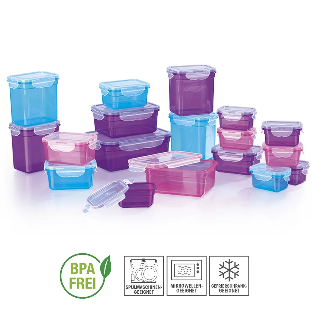 GOURMETmaxx Frischhaltedosen Klick-it, 36-teilig Frischhaltedosen Set Klick-It Gefrierdosen Lunchbox Mikrowelle Brotdose 18 Stück – Bild 3