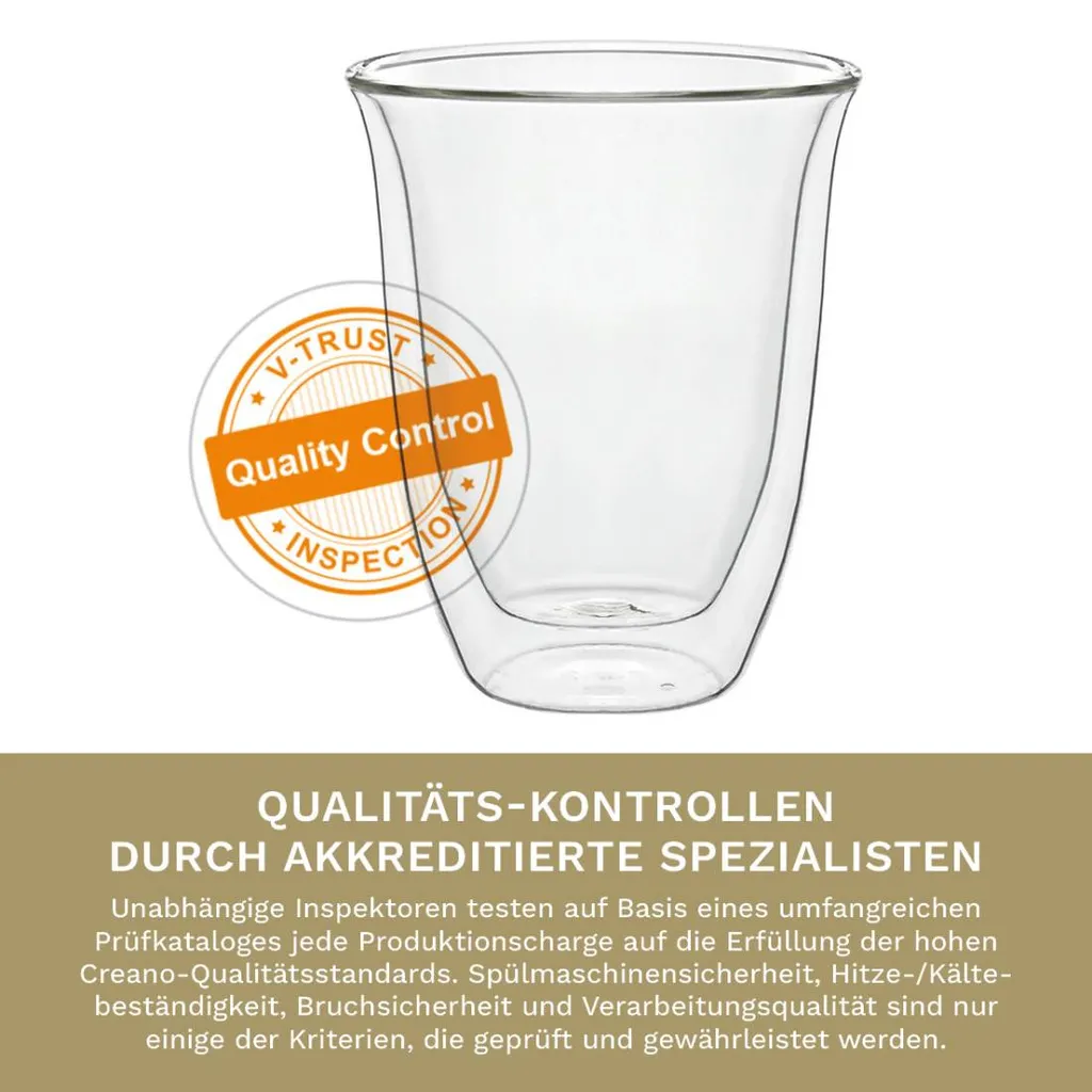 Creano Doppelwandige Gläser 250ml „DG-V“, 4er Set, Thermoglas Doppelwandig Aus Borosilikatglas, Kaffeegläser, Teegläser, Latte Gläser, Doppelwandgläser – Bild 4