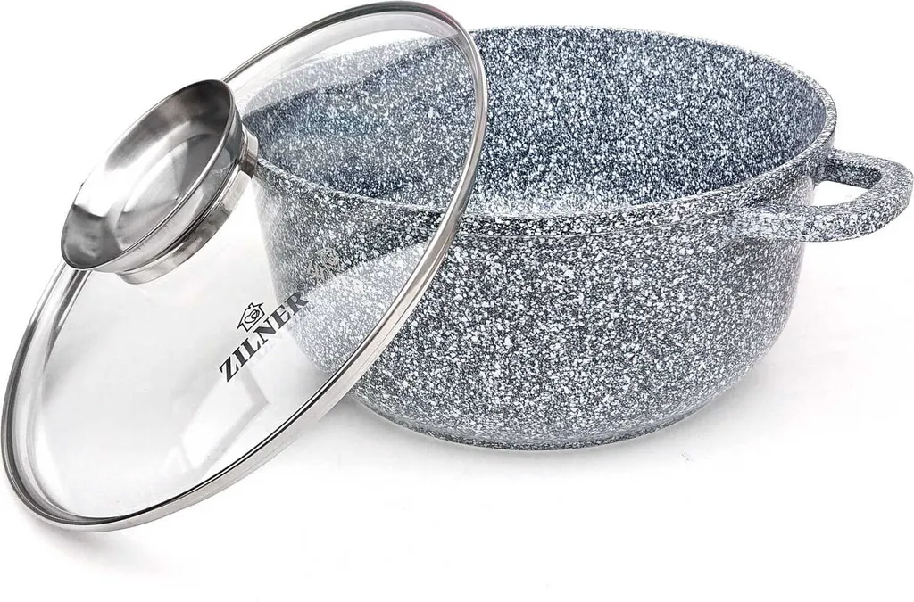 Graue Töpfe Und Kasserolle Mit Marmorbeschichtung – Bild 20