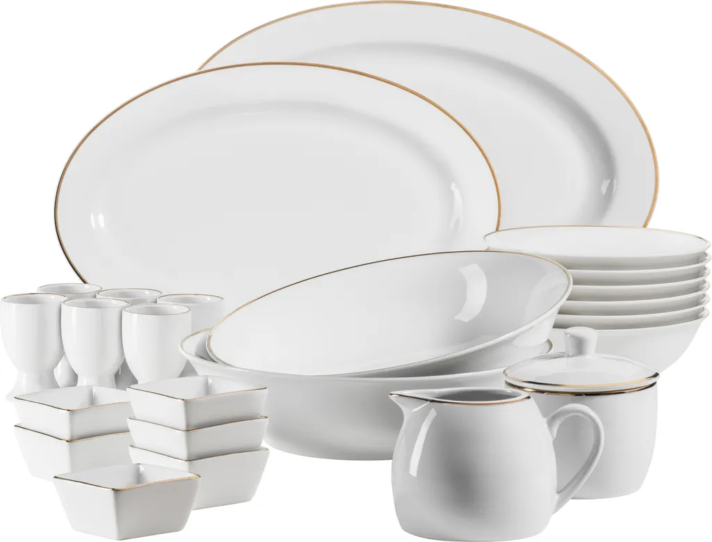 Mäser 931735 Kombiservice Professional Dining Für 6 Personen, Porzellan, Weiß (1 Set, 24-teilig)