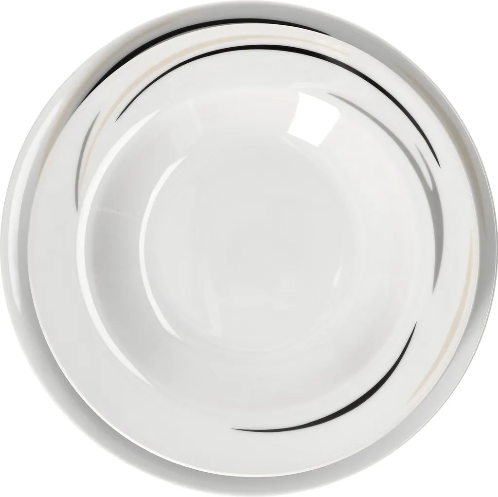 12tlg Tafel-Service Home Suppenteller Speiseteller Streifen Porzellan-Geschirr – Bild 3