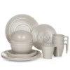 Melamin Camping Geschirr Set 4 Personen Coffee Design 16 Teilig Tafelgeschirr Picknick BBQ Kochgeschirr