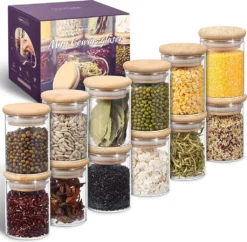 Freshmaster Gewürzgläser Set Aufbewahrung Gewürze I 12x 100ml Vorratsdosen Glas Mit LongLife+ Dichtung Und Bruchsicherem Borosilikat Glas I Glasbehälter Mit Deckel Gläser Gewürze Set Spice Jars